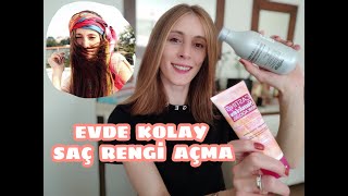 EVDE KOLAY SAÇ RENGİ AÇMA LOREAL SUNKİSS MOR ŞAMPUAN [upl. by Irpac105]