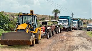 JCB 3dx loading Mud in TATA Tippers amp Tractors  Swaraj 855 Fe  New Holland 3630 4x4 Tractor [upl. by Nivlen]