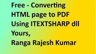 Converting html to pdf using itextsharp in ASPNET with CNET [upl. by Blane]