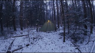 Hot Tent Overnight in the Adirondacks  Christmas Edition [upl. by Eilagam452]