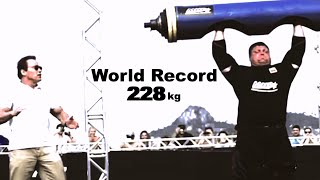 Zydrunas Log World Record 228kg  502lbs with Arnold [upl. by Inglebert]