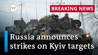 Russia announces it will carry out strikes on Kyiv government facilities  DW News [upl. by Ateekal]