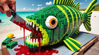 How to Make Pefect Giant FISH MONSTER Recipe IRL  Lego Cooking Stop Motion vs ASMR [upl. by Ogren]