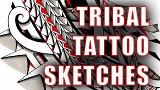 Various tribal tattoo sketches with pencil I PolynesianMaoristyle tattoodles by Storm3d [upl. by Ecam]