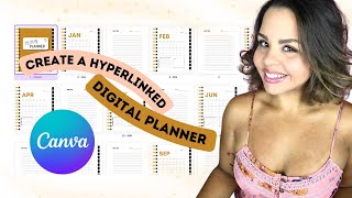 CREATE A HYPERLINKED DIGITAL PLANNER IN CANVA 🥳  CREATE AND SELL HYPERLINKED PLANNERS 💫 [upl. by Knut]