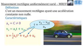 Mouvement rectiligne uniformément varié  MRUV [upl. by Yzeerb258]