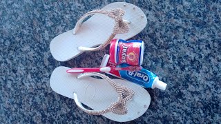 Limpando havaianas com fermento [upl. by Oicneserc653]