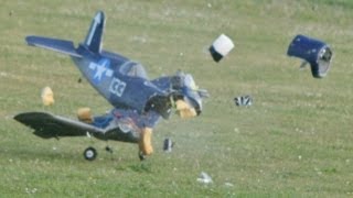 RC PLANE CRASH  CM PRO 90 F4U CORSAIR AILERONS REVERSED  SUPER TIGRE 2000  MARK AT HDMFC  2011 [upl. by Row438]