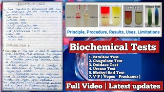 Biochemical Tests  Catalase Coagulase Citrate utilization Indole Oxidase Methyl Red Urease [upl. by Helmut]