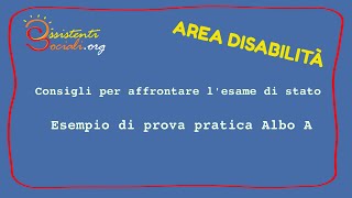 Esempio di prova pratica per lesame di stato  AREA DISABILITÀ [upl. by Quill]