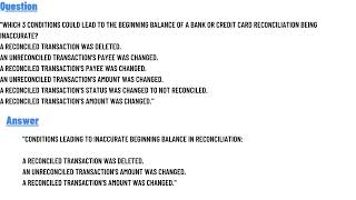 Which 3 conditions could lead to the beginning balance of a bank [upl. by Oakes623]