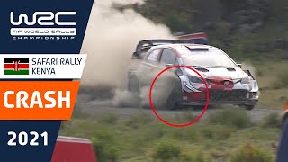 Big drama for Elfyn Evans near the end of SS3 WRC Safari Rally Kenya 2021 [upl. by Eire]