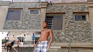 How to Fix white amp gray natural stone cladding for house decoration in Ghana  Interior exterior [upl. by Woodruff181]