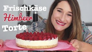 Rezept FrischkäseKuchen mit Himbeeren  Ohne Backen  Kühlschranktorte [upl. by Adnola281]