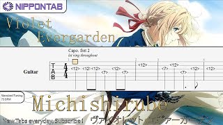 【Guitar TAB】Michishirube みちしるべ fingerstyle  Violet Evergarden ヴァイオレット・エヴァーガーデン ED ギター tab 譜 [upl. by Amalee]