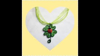 DIY★Pendant quilling LUCKY CHARM★Pendentif PorteBONHEUR papier roulé★Mặt dây chuyền Bùa may mắn [upl. by Darice]