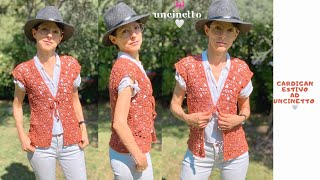 Tutorial Cardigan estivo smanicato fatto a mano ad uncinetto ganchillo easy crochet  gilet facile [upl. by Aidnyl994]