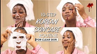 MY 10STEP KOREAN SKINCARE ROUTINE FOR CLEAR SKIN  NIGHT TIME [upl. by Ennasirk]