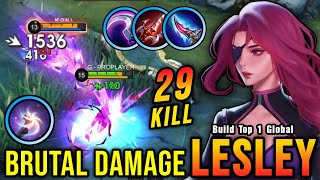 29 Kills Best Lesley One Shot Build and Emblem PLEASE TRY  Build Top 1 Global Lesley  MLBB [upl. by Frances]