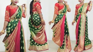 বিয়ে বাড়ি শাড়ি স্টাইল  NEW BANARASI BRIDAL SAREE DRAPING [upl. by Ilocin]