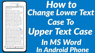 How to Change Letter Case in MS Word in Mobile Phone  Change Lower Case To Upper Case in Android [upl. by Doble399]