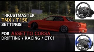 ASSETTO CORSA THRUSTMASTER TMX  T150 WHEEL SETTINGS  CM  CSP Required [upl. by Carbrey]