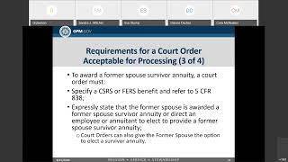 Court Ordered Benefits  2020 OPM Virtual Benefits Training Event [upl. by Burford722]