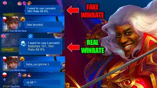 LANCELOT FAKE WINRATE PRANK THEN SHOWING REAL WINRATE  MLBB [upl. by Auoh]