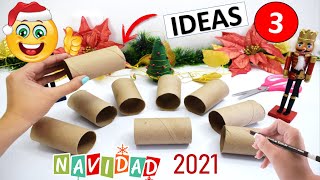 3 MANUALIDADES NAVIDEÑAS CON 💚 ROLLOS DE PAPEL HIGIÉNICO O TUBOS DE CARTÓN 🎄🎄♻ PASO A PASO [upl. by Stafani256]