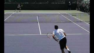 Roger Federer Serving from the Back Perspective [upl. by Yelsnit378]