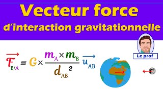 Vecteur force interaction gravitationnelle caractéristiques et notation [upl. by Anaid]