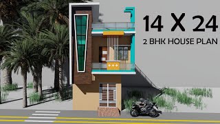 14 BY 24 HOUSE PLAN  14X24 HOME DESIGN  1424 GHAR KA NAKSHA [upl. by Enomor]