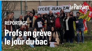 Aulnay  des profs en grève accueillent les élèves qui passent le bac [upl. by Enetsirk]