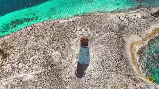 Aerial Flyover of the Historic Nassau Paradise Island  Hog Island Lighthouse [upl. by Romulus]