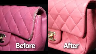 Restoring a Chanel bag that been repaired How Chanel bag are professionally repaired and restored [upl. by Ocire]