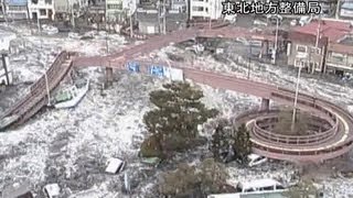 Surveillance camera footage of the 2011 tsunami in Japan [upl. by Lotson270]