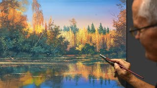 quotAlone with autumnquot landscape Acrylic Composer Victor Nikolaevich Yushkevich [upl. by Bowne]