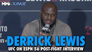 Derrick Lewis Explains Taking Off Shorts Throwing Cup at Reporter After KO Win  UFC St Louis [upl. by Enomrej733]