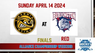 Sunday April 14 2024  Sarnia Sting at Burlington Bulldogs Red [upl. by Sonnie]