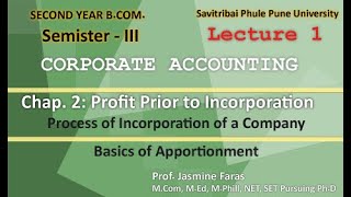 Corporate Accounting  SYBCom  Sem 3 Chap 2 Intro to Profit Prior to Incorporation Lecture 1 [upl. by Zsuedat20]