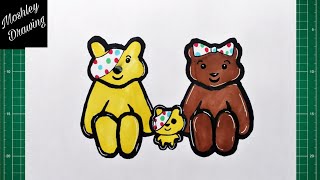 How to Draw and Coloring Pudsey Bear Family [upl. by Nnyleahs676]