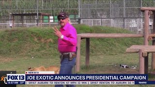 Joe Exotic the quotTiger Kingquot announces presidential campaign  FOX 13 Seattle [upl. by Vaclava]