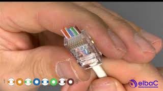 Montage dun connecteur RJ45 UTP traversant 940504 sur un câble UTP CAT6 70m 250504 [upl. by Bollen]