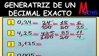 Fracción Generatriz de un decimal exacto  Hallar la generatriz de 024 425 3125 0005 [upl. by Arimlede]