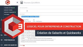 Créer des gabarit et quickworks  CCUBE  logiciel pour entrepreneur de la construction [upl. by Wilmer]