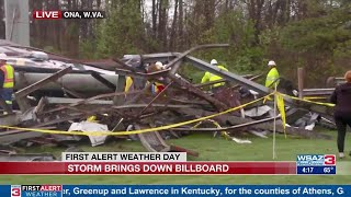 Storm brings down billboard in Cabell County [upl. by Oidale947]