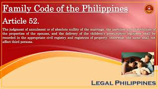 Family Code of the Philippines Article 52  Mary [upl. by Bremer]