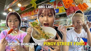 Korean Sisters Filipino Street Food Trip 🇵🇭 Introducing Street Food to Bunso  SA TOTOBITS [upl. by Malda519]