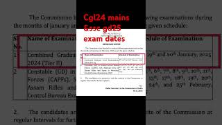 cgl mains exam date 2024 SSC exam dates 2024 CGL 2024 [upl. by Loar490]