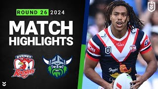 NRL 2024  Roosters v Raiders  Match Highlights [upl. by Nalliuq]